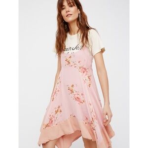 NWOT Free People Faded Bloom Floral Mini Dress Pink Combo $108 - Medium